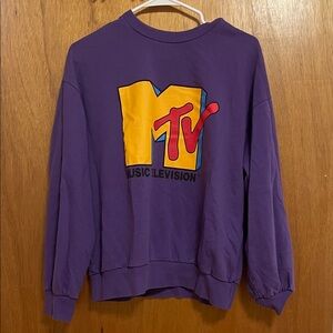 Bershka Purple Crewneck Sweatshirt